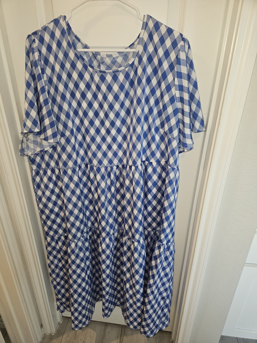 Blue Gingham Maxi Dress - Casual Tiered Summer Dress